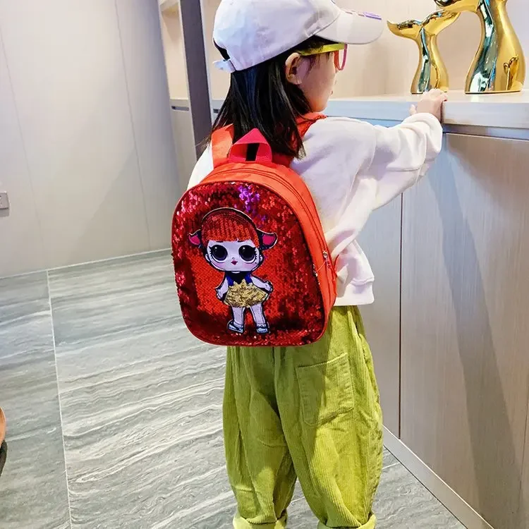 Mochila bonita con lentejuelas para niños, bolso escolar con dibujos animados, a la moda, de 3 a 6 años