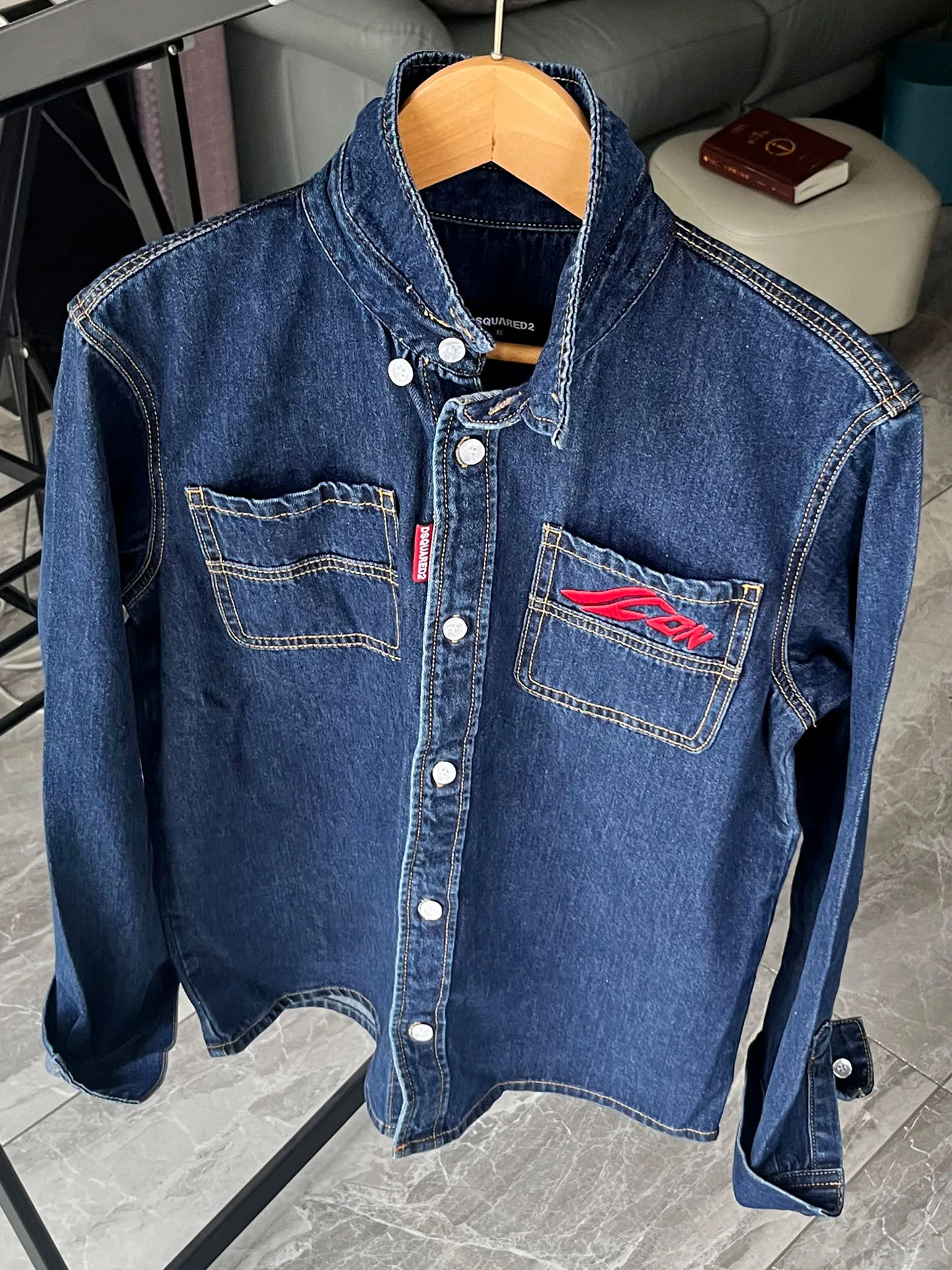 

Мужская джинсовая рубашка с длинным рукавом для весны и осени, удобная, качественная, из смесового хлопка и полиэстера, повседневная, приталенного кроя, джинсовая рубашка-топ