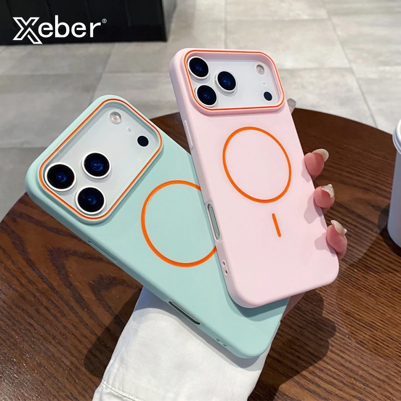 Luxuriöse magnetische Hülle für iPhone 17, 16, 15, 14, 13, 12, Pro Max, luftkompatibel, stoßfest, kabelloses Laden, matte Abdeckung