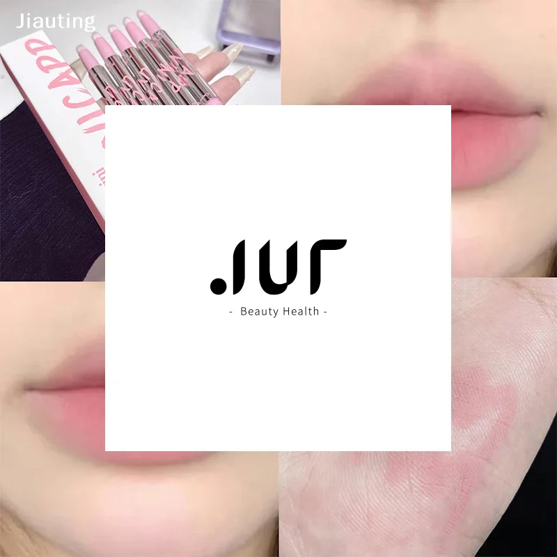 1PCS Double-headed Nude Matte Lip Liner With Fluffy Lip Brush Lip Makeup Long Last Velvet Matte Mist Lipstick Outline Lips