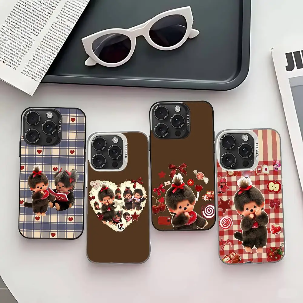 Cartoon M-Monchhichis Cute Phone Case For IPhone 17 16 15 14 13 12 11 Pro Max Plus Color Shockproof Back Silver Cover