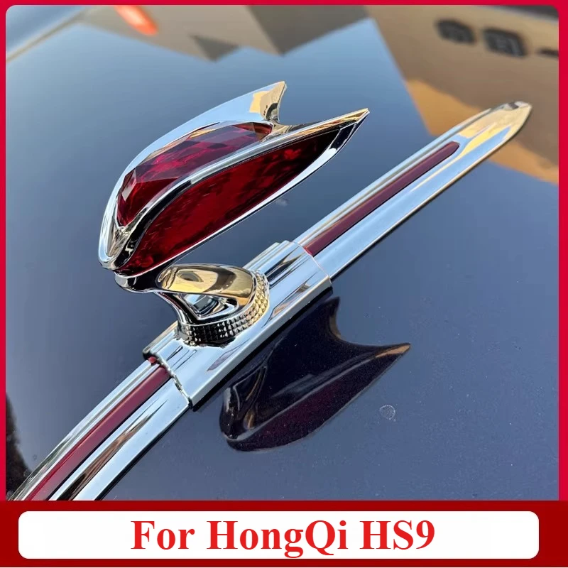 Image of 3D Stereo Rote Flagge Motorhauben-Logo für HongQi H5 HS5 HS3 H9 HS7 H6 HS9 – Luxus-Auto-Modifikations-Emblem für die Frontmotorhaube