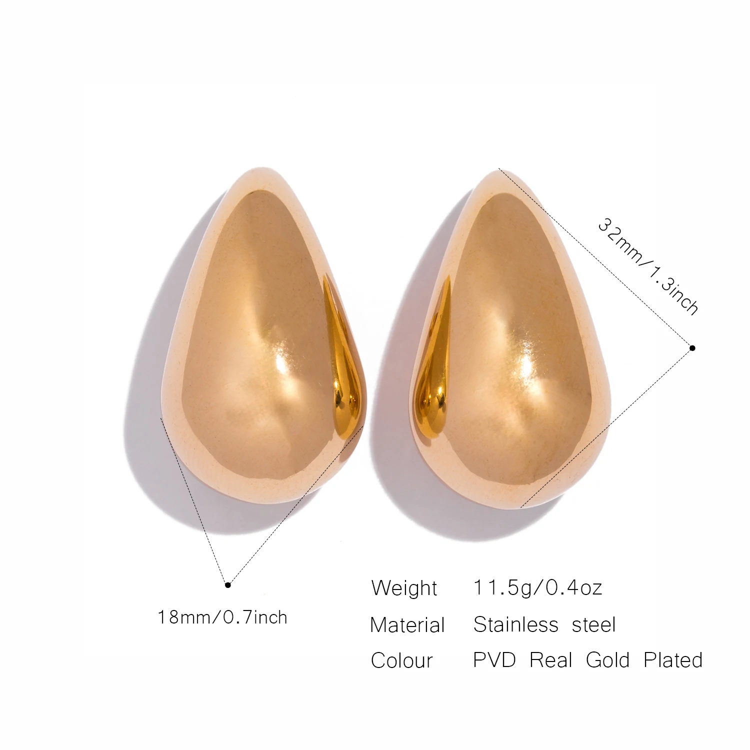 New Waterdrop Earrings for Women Lightweight Gold Plated Stainless Steel Hollow Drop Earring Jewelry