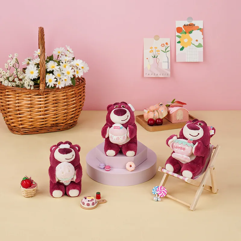 Potdemiel Disney Plush Doll Set Kawaii Lotso Stitch Charm with Strawberry Scent Soft Plush Toys for Bag Backpack Decoration