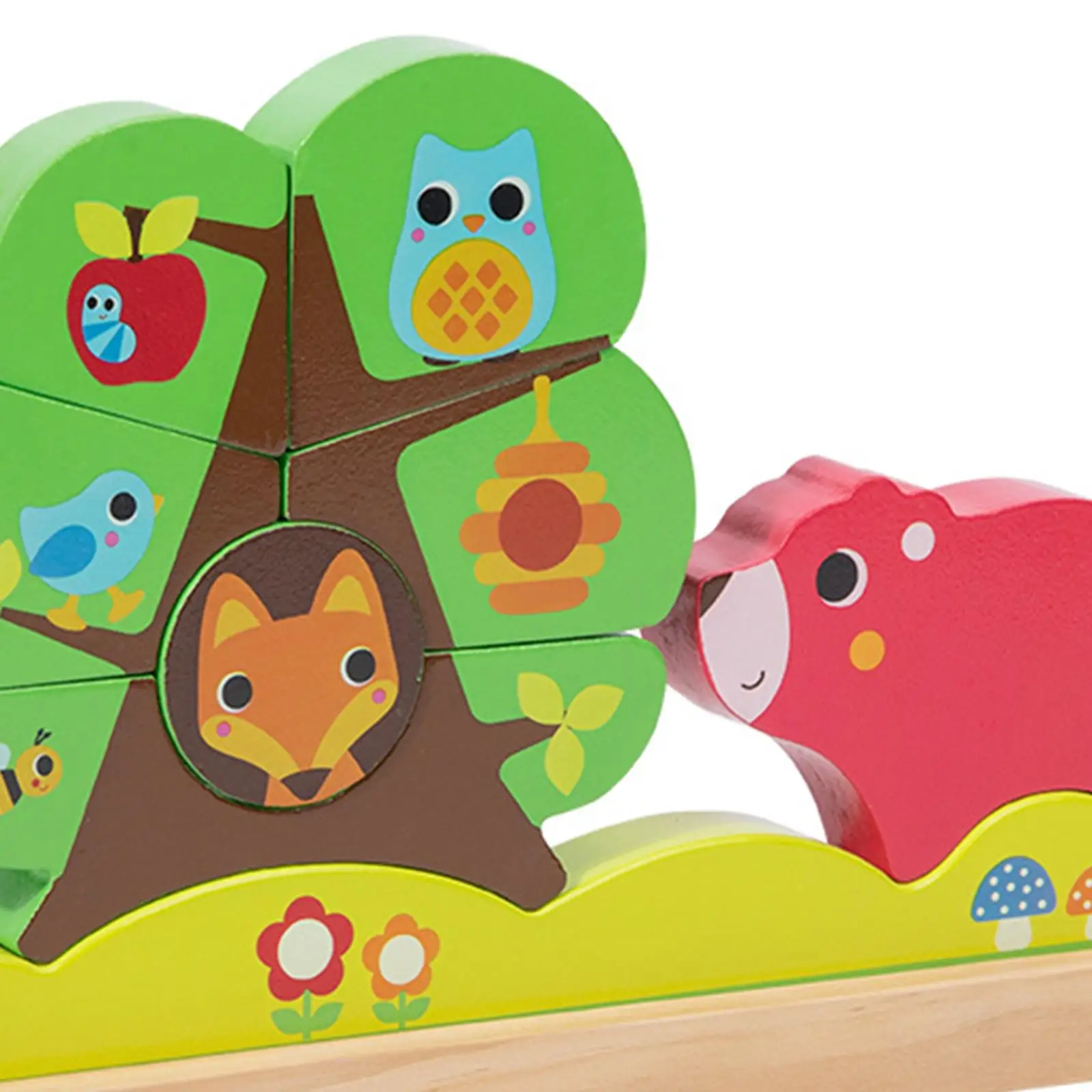 Cartoon Tree Puzzle Building Blocks Fine Motor Skill Learning Activities Wooden Handicraft Toy for Kids Birthday Travel Toy