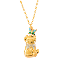 Disney Winnie the Pooh Diamond Necklace - Honey Pot Rhinestone Pendant, Cartoon Jewelry Gift