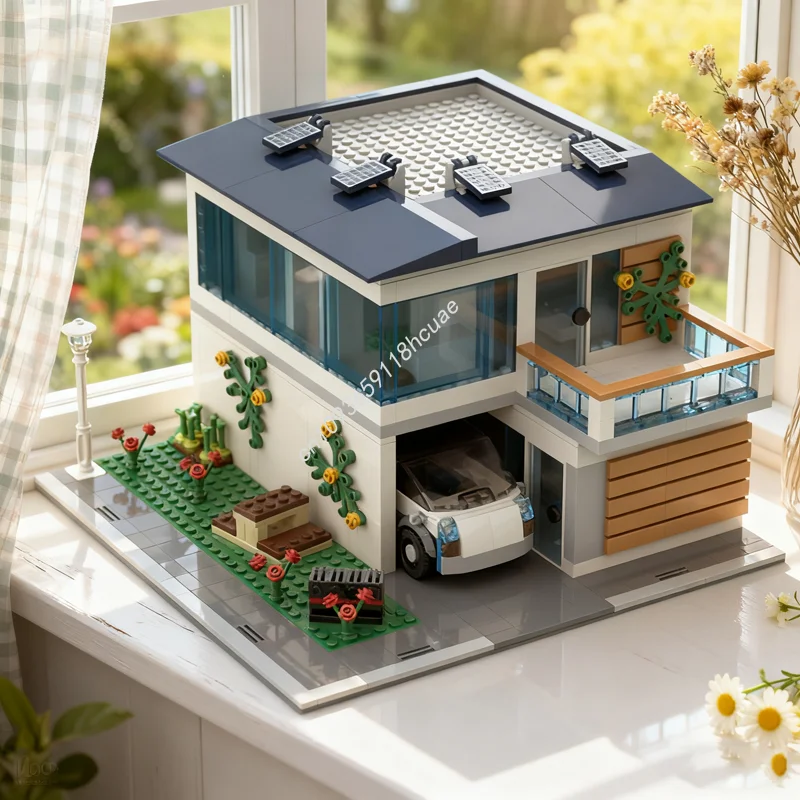 1229 قطعة MOC منزل الأسرة الحديثة وحدات نموذج اللبنات البناء هدية الكريسماس تجميع لعبة التعليم الإبداعي للأطفال #1