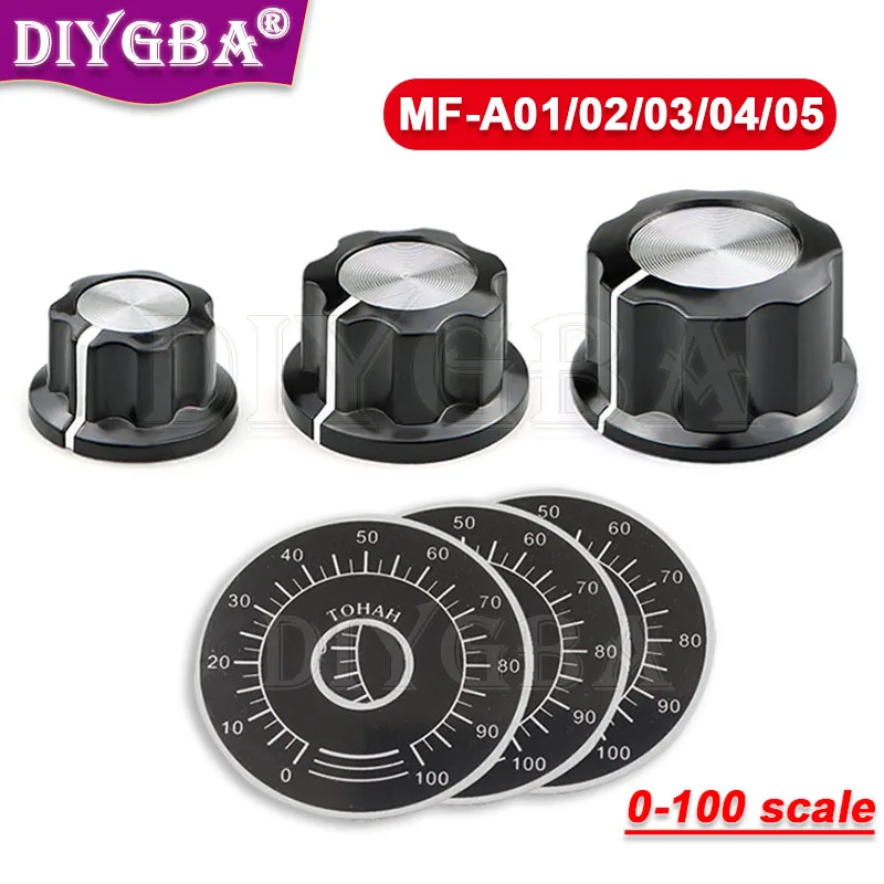 Pokrętło potencjometru MF-A01 MF-A02 MF-A03 MF-A04 MFA05 WH118/WX050 przełącznik obrotowy elektroniczny 6mm 0-100 WTH118 pokrętła waga z WX112