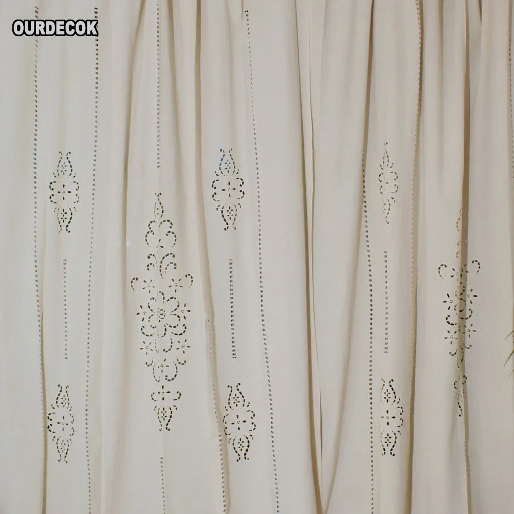 Handmade Cotton Cortina Crochet Lace Curtain Flower Curtain Solid Color Kitchen Curtain Blinds Shower Curtain for Decor