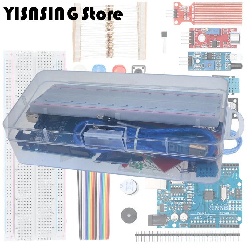 arduino-uno-r3-ブレッドボード用スターターキット-基本的なシンプルな学習キット-サウンド-水位-湿度-距離検出-led-制御