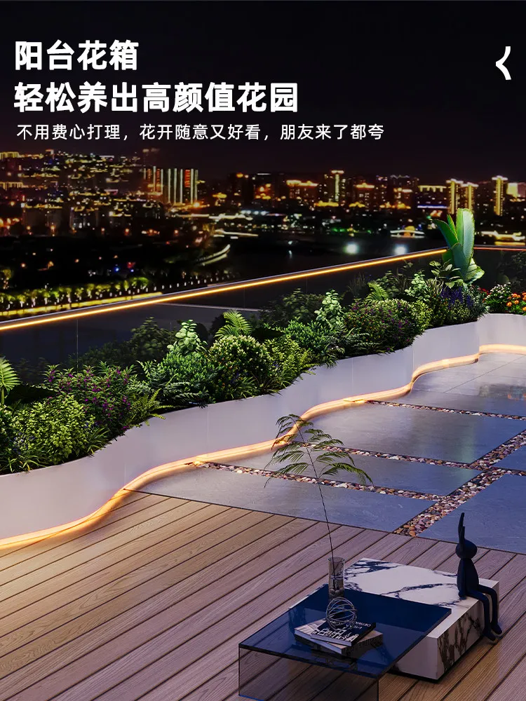 Outdoor balcony terrace finished metal flower box creative special-shaped flower bed top floor courtyard stainless steel