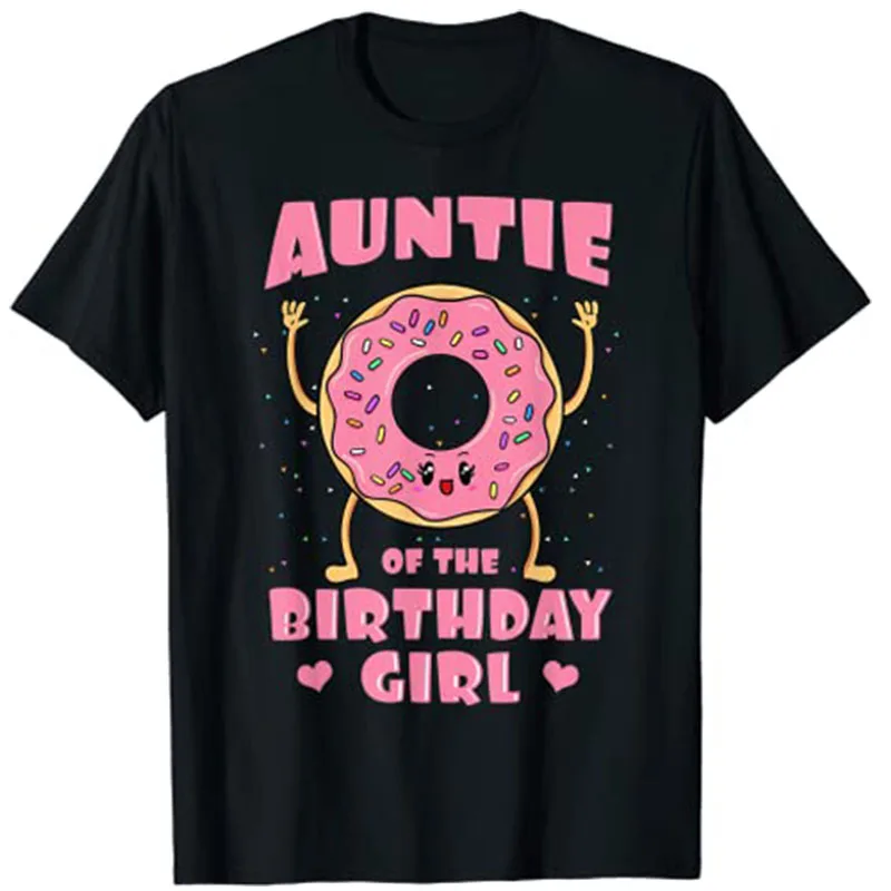 

Auntie Of The Birthday Girl Pink Donut Bday Party Aunt Aunty T-Shirt