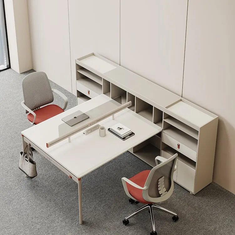 Mesa de finanças para funcionários, escritório com tela, estação de trabalho, assento para cartão, assento para funcionários, mesa de escritório e combinação de cadeiras