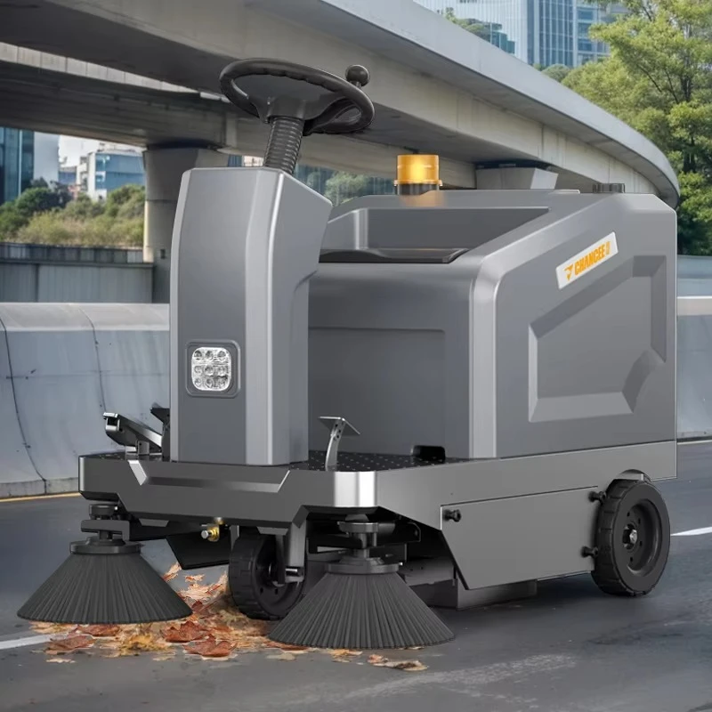 Ride on Sweeper with Vacuum Electric Floor Sweeper Industrial Road Sweeping Machine with Dust Control for Warehouse Customized