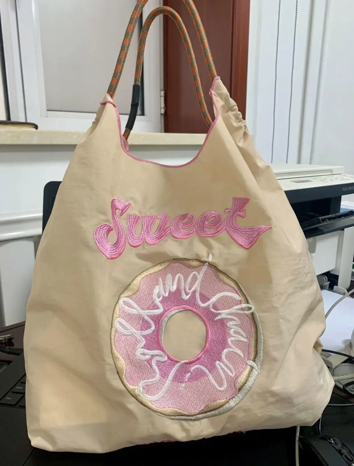 Japanse Nylon Doek Donut Borduurwerk Eco-Vriendelijke Tas