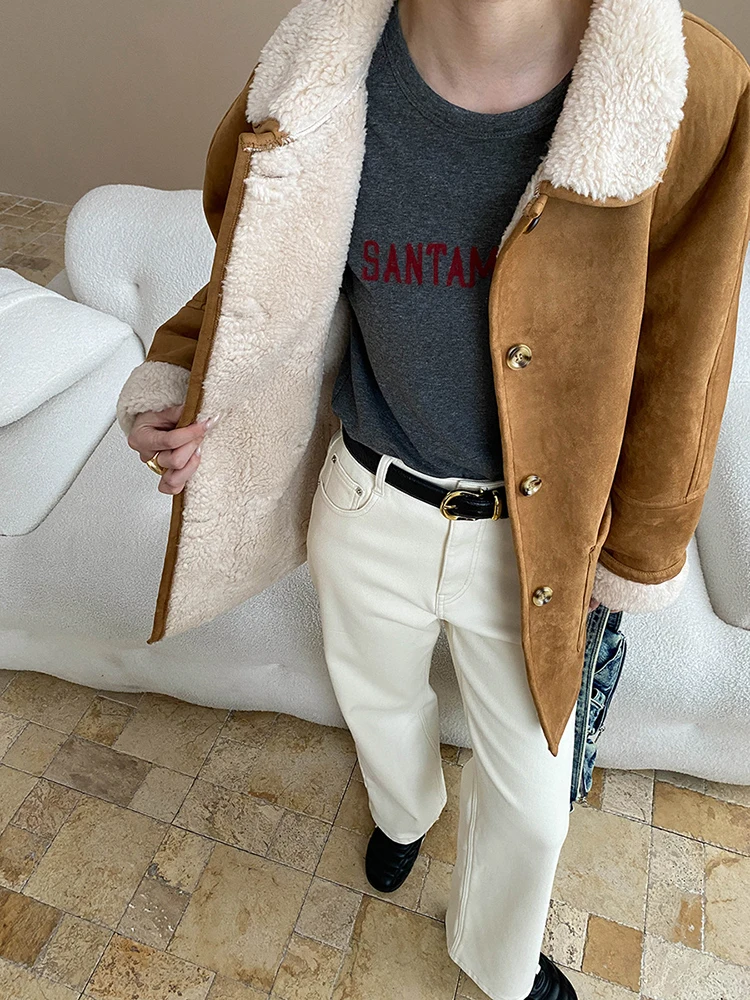 FANAN Elegante namaakbont warme jassen voor vrouwen revers enkele rij knopen kantoor dame dikke uitloper buiten cloehes 2025, winter nieuw