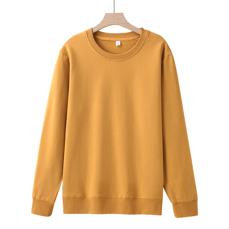 Round Necked Hoodie Loose Solid Color Spring Autumn Winter Men And women\'s Plush And Thick Versatile Top Sweatshirts Pullover