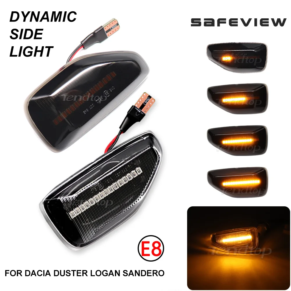 2pcs Dynamic Amber LED Turn Signal Side Marker Lamp For Dacia Logan 2 Sandero 2 Duster Renault Stepway Sandero Indicator Lamp