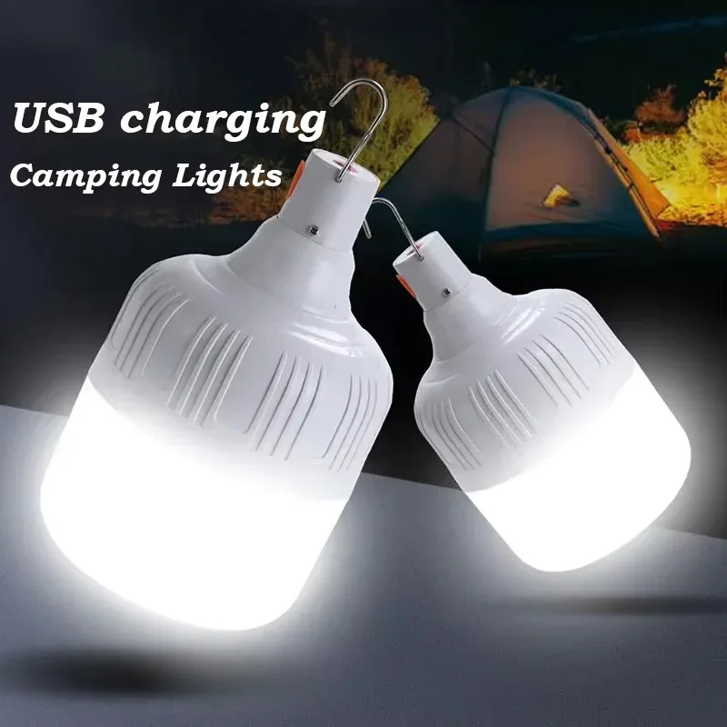 

80W Emergency Light Outdoor Camping Supplies Edc Outdoor USB Rechargeable LED Light Bulb Lantern Hiking Sports Entertainment
