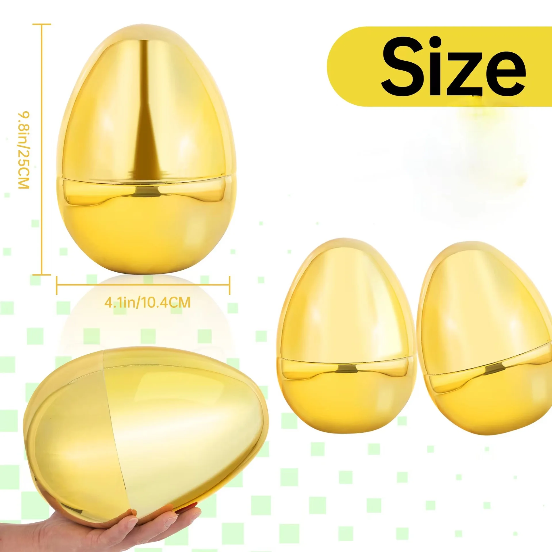 10 Inches Jumbo Metallic Fillable Easter Eggs Giant Gold Plastic Egg For Easter Hunt Surprise Egg Gift Box