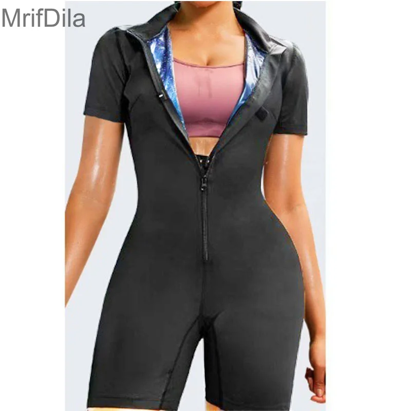 MrifDila Full Zipper Open Bust Bodysuit Hot Sweat Thermol Gym Corset Weight Loss Fat Burn Suit Body Shaper Bodysuit Shaperwear