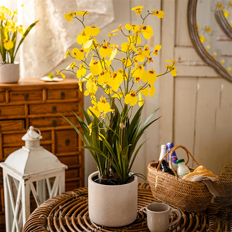 Dancing Orchid High Quality Imitation Flower Potted Plant Nordic Living Room Dining Artificial Flower Decoration Light Luxury