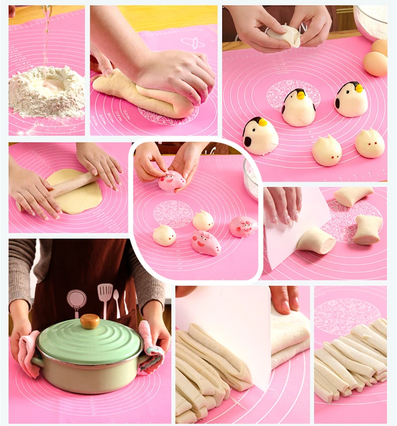 Silikon Back Matte Kneten Teig Matten Pizza Kuchen Blatt Kochen Grill Gadgets Backformen Tisch Pad Küche Gebäck Zubehör – Detail 6