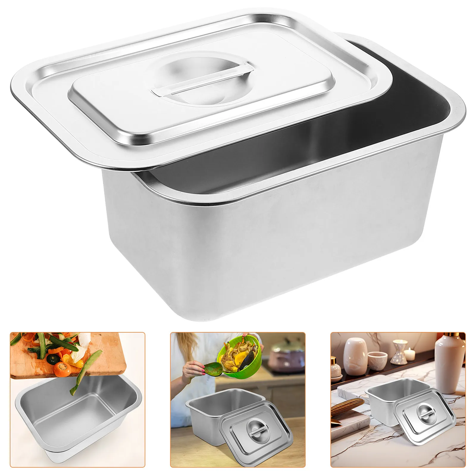 

Stainless Steel Kitchen Compost Bucket Countertop Food Waste Bin with Lid Odor Locking Design Small Composting Bin for Daily Use