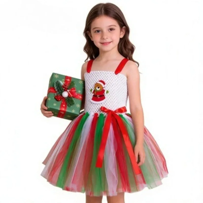 

Kids Girls Stage Performance Costume Christmas Elf Santa Fancy Dress New Year Children's Day Party Outfit Cosplay Suit