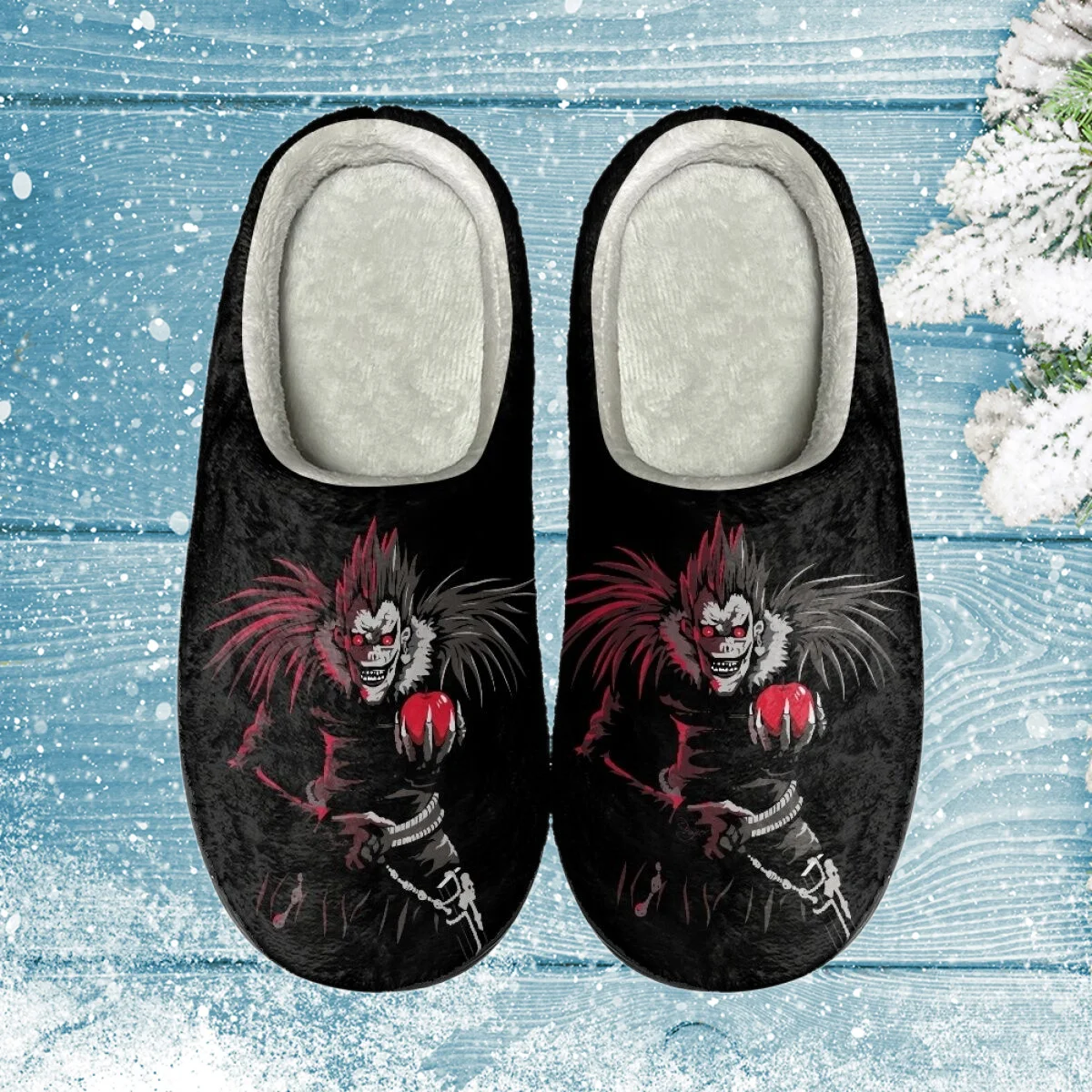 INSTANTARTS Women Winter Home Slippers Death Note Ryuk Cotton Non-Slip Slides Soft Winter Warm House Floor Shoes Halloween Gifts