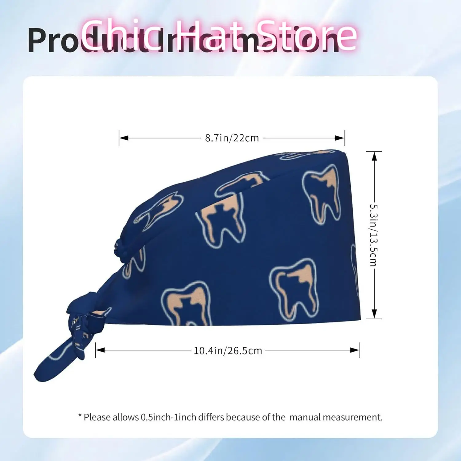 قبعة بنمط خط الأسنان، قبعات عمل بوهو قابلة للتعديل للتنظيف مع عصابة رأس قابلة للتنفس وقبعات خلفية #2