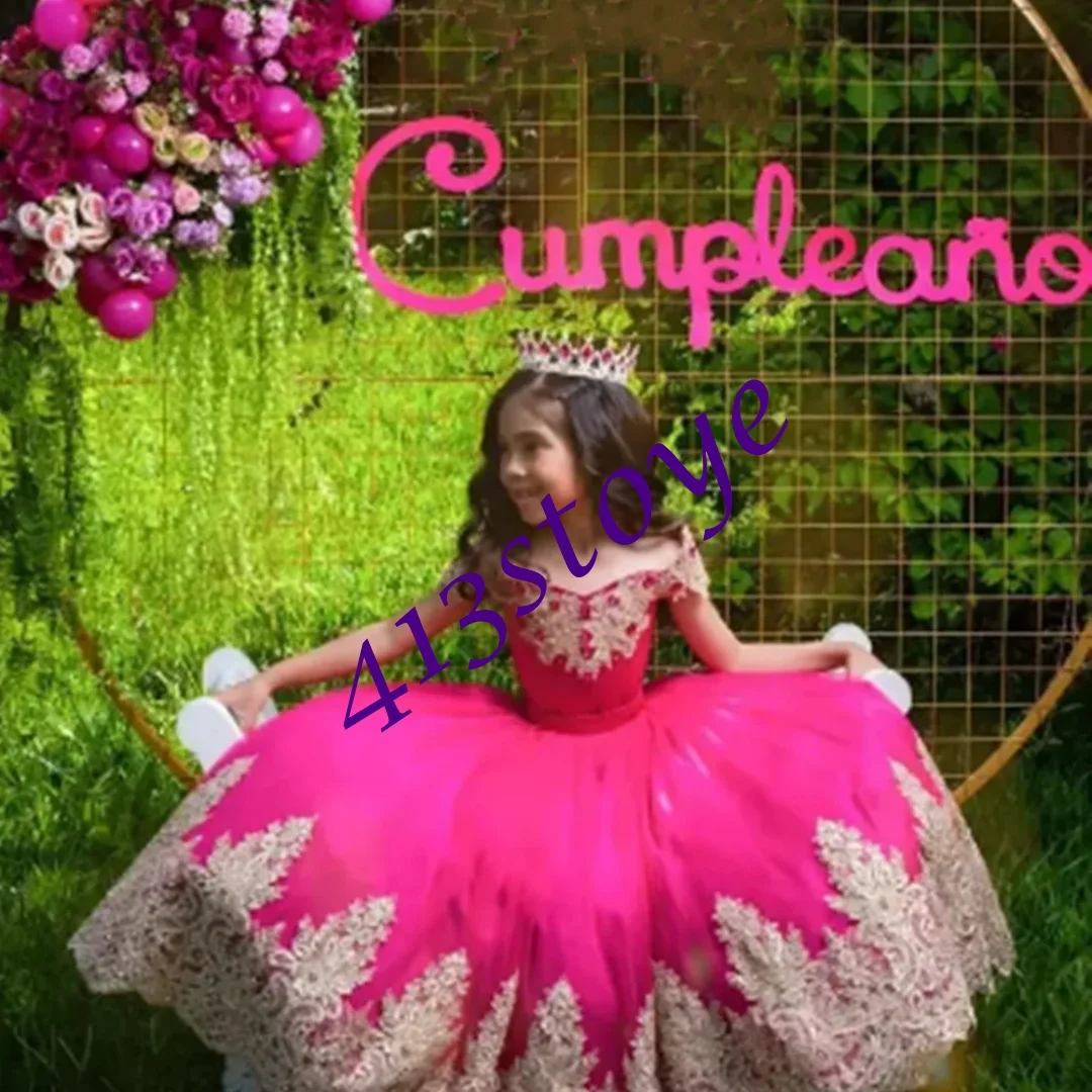 Aangepaste hemelsblauwe bloemenmeisjesjurken voor bruiloft applicaties diamant luxe prinses formele evenementen heilige eerste communiejurk