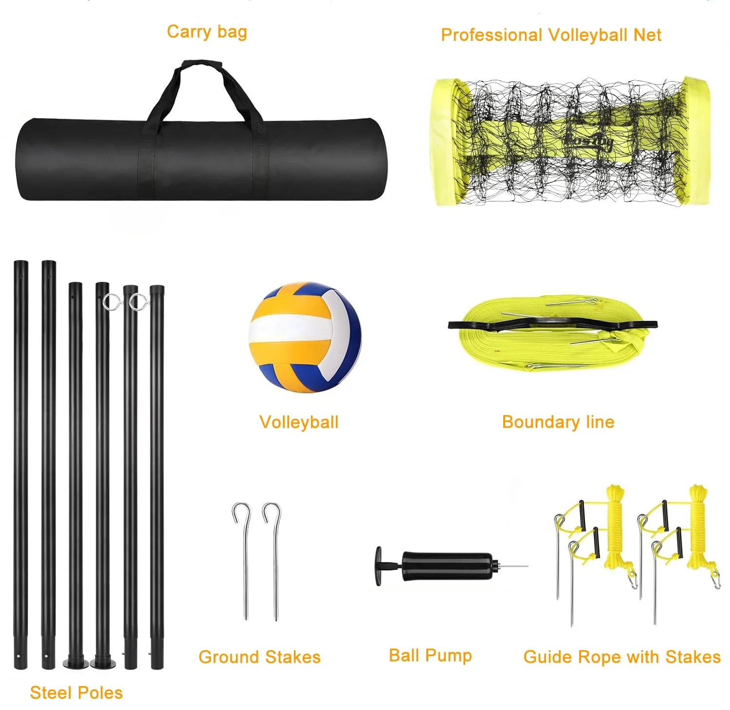 Portable Professional Outdoor Volleyball Net Set with Adjustable Height Steel Poles and Anti-Sag System Training Equipment