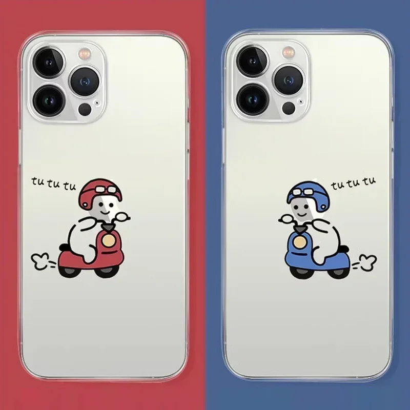 Funny Matchstick Men Clear Couple Phone Case For iPhone 13 15 12 11 14 16 Pro Max 13 Mini SE Plus XS Max XR Lovers Covers Fundas