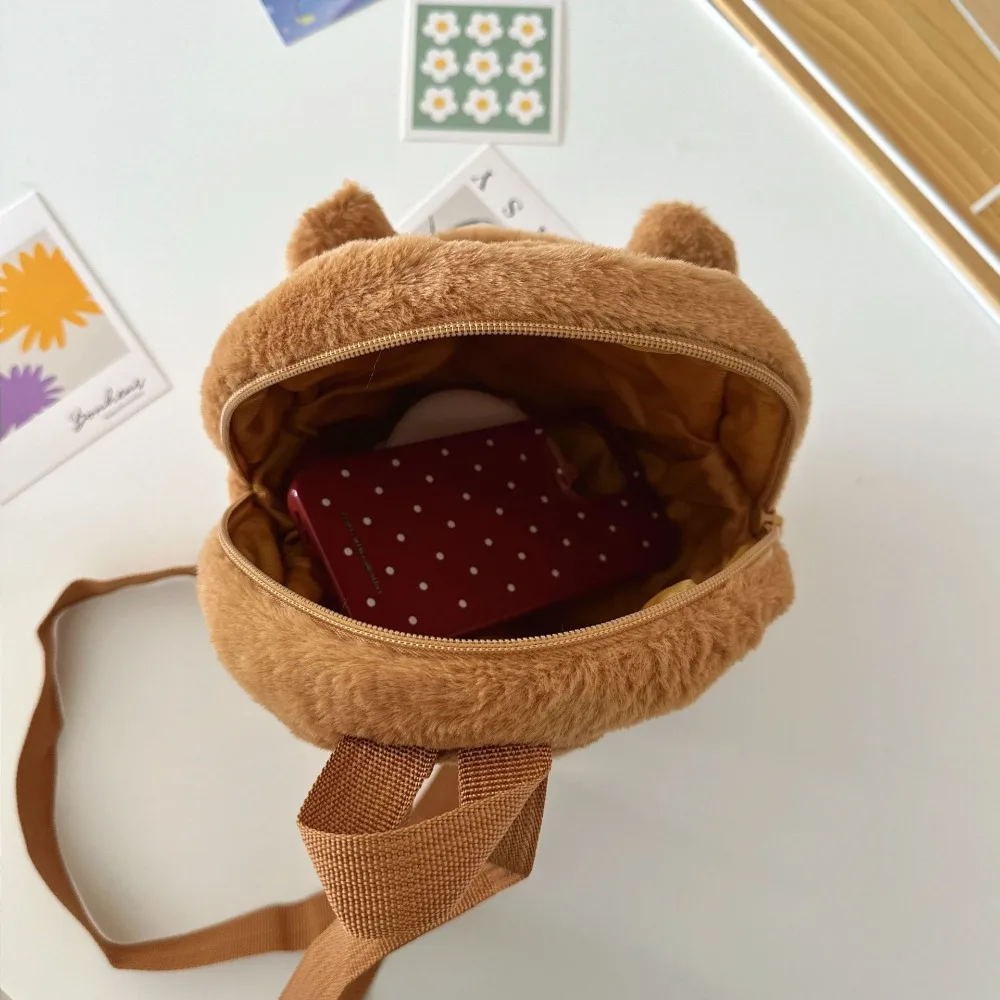 Thickened Capybara Plush Backpack Embroidered PP Cotton Cartoon Animal Daypack Lightweight Soft Large Capacity School Bag Girls