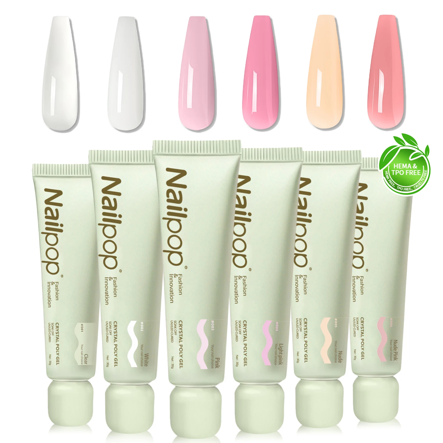 

Nailpop TPO&HEMA-FREE 6 цветов Crystal Poly Гель для наращивания ногтей Гель для наращивания ногтей Легко наносится долговечный салон для дома DIY 1 шт.