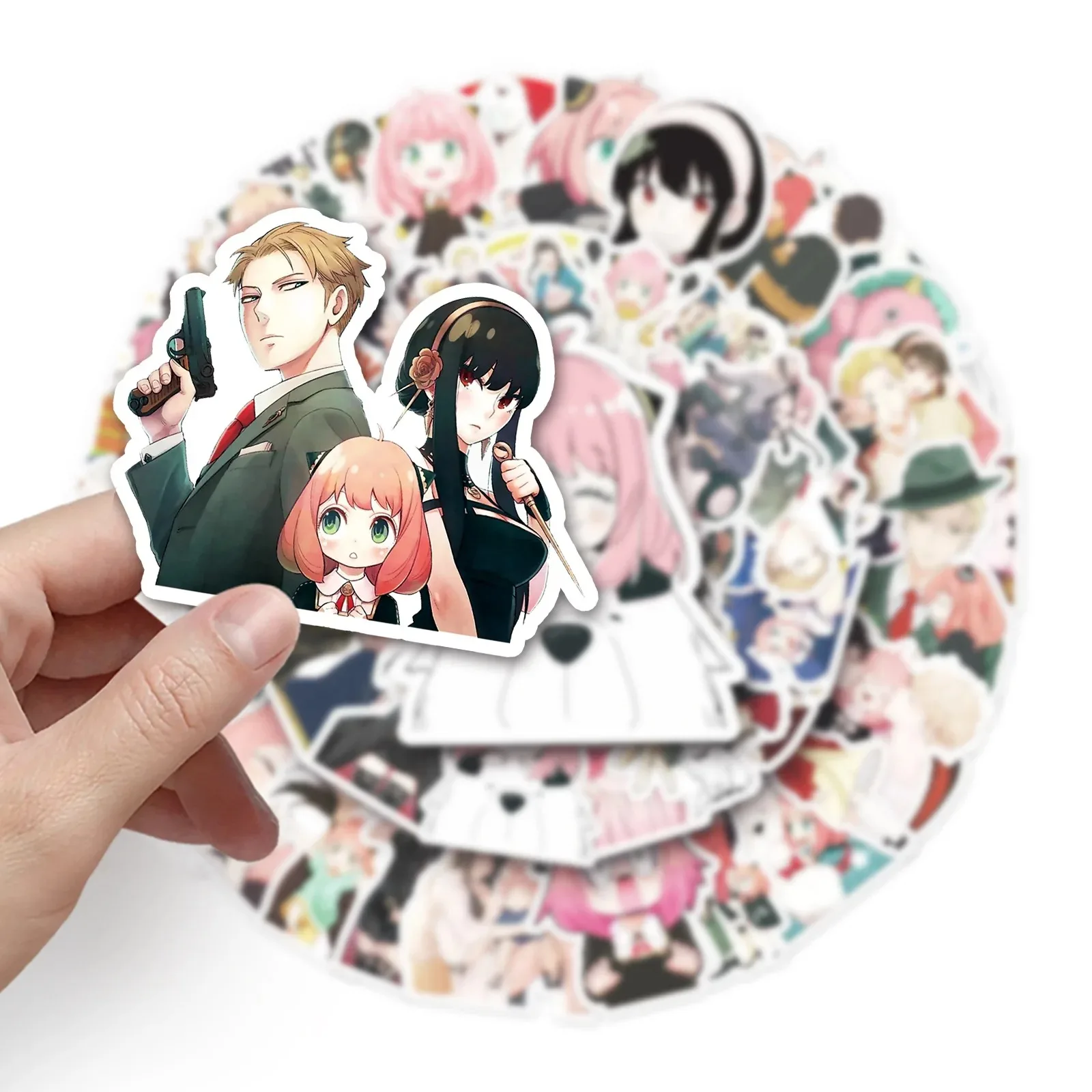 50 قطعة من ملصقات الرسوم المتحركة SPY×Family، ملصقات كرتونية لطيفة مبتكرة مقاومة للماء، ألعاب تزيين الثلاجة