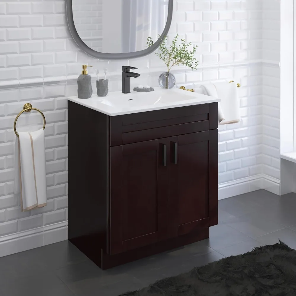 

Bathroom Vanity Sink Base Ready-to-Assemble Bathroom Cabinet 24"/30'/36" Width (Vanity Base in Espresso Shaker, 30 inch)