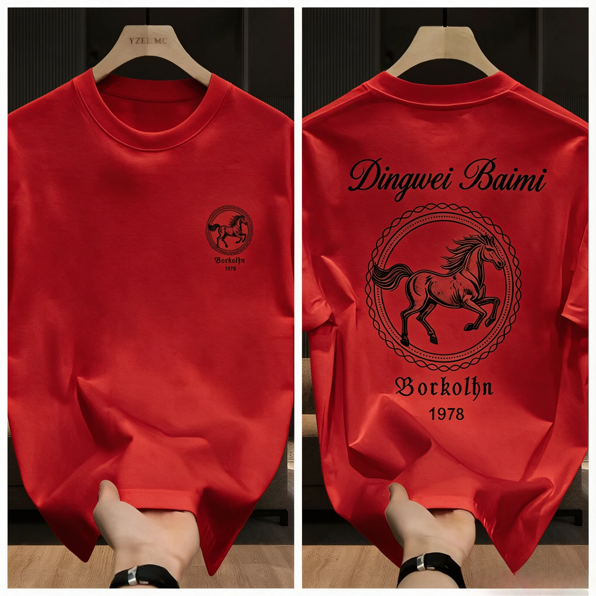 Neue Trendige Marke für Herren und Damen Amerikanisches Reines Baumwoll-T-Shirt Top Sportlicher Paar-Stil Slim-Fit Shirt Bequem und Modisch – Detail 10