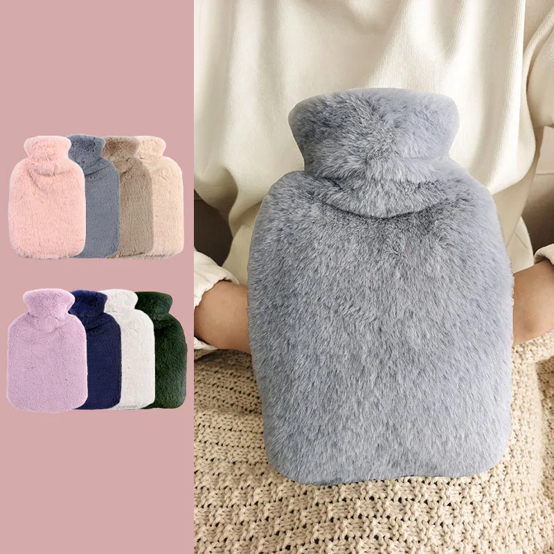 Winter Hot Water Bottle Plush Cloth Set Thermal Water Bag Hand Warmer PVC Water Heating Hand Bag Water Heating Hand Warm Belly