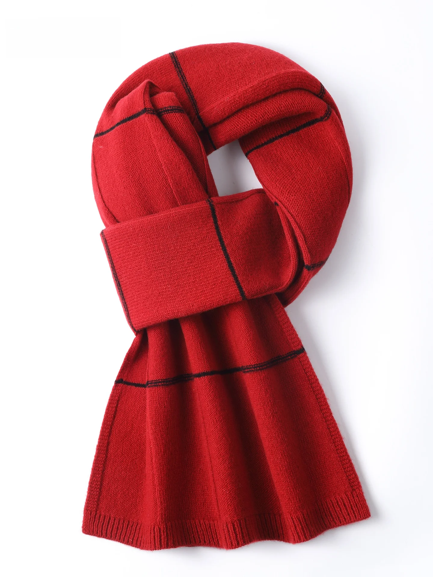 Echarpe-en-laine-pure-a-100-tricotee-rouge-decontractee-polyvalente-chaude-haut-de-gamme-en-coffret-cadeau-ex-automne-hiver-echarpe-a-carreaux-coreenne-style-sle