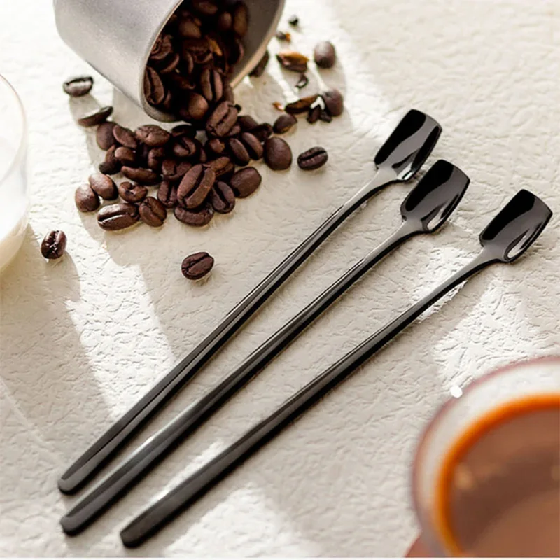 Coffee Spoon Household Spoon 304 Stainless Steel Milk Stirring Rod Long Handle Stirring Spoon Barista Tool Kitchen Accessories