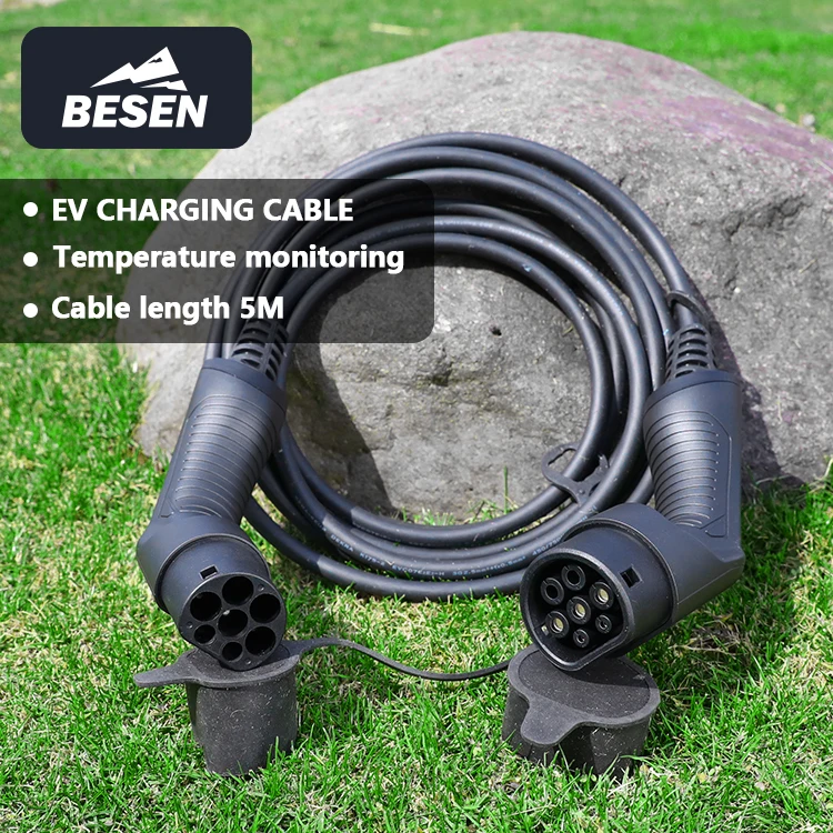 Cabo carregador de carro elétrico personalizado 32a 22kw besen cabo tpu de alta potência anti-envelhecimento 5m para estação de carregamento ev nova condição