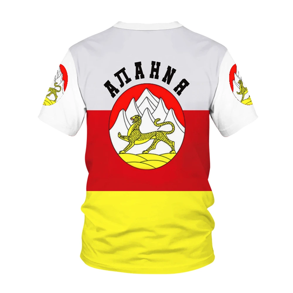 North Ossetia Alania Country Flag Pattern T-shirt Men Hot-selling New Summer Women Short-sleeved T-shirt Tops Shirt Children 3D