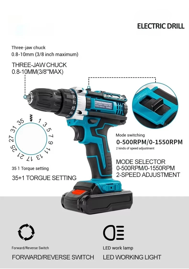 Electric Drill Driver Household Power Tool Set Case Box Bag Hand Tool Hardware