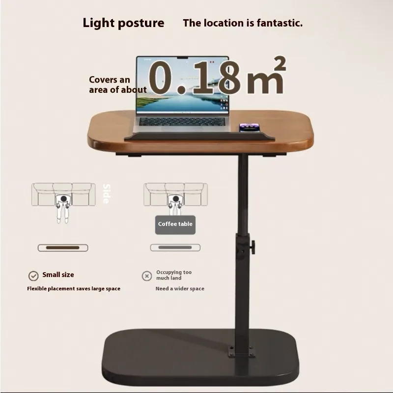 Mobile adjustable edge table Household foldable Mobile Lift Computer Desk Folding living room Desk Dormitory Bedside Table image 4