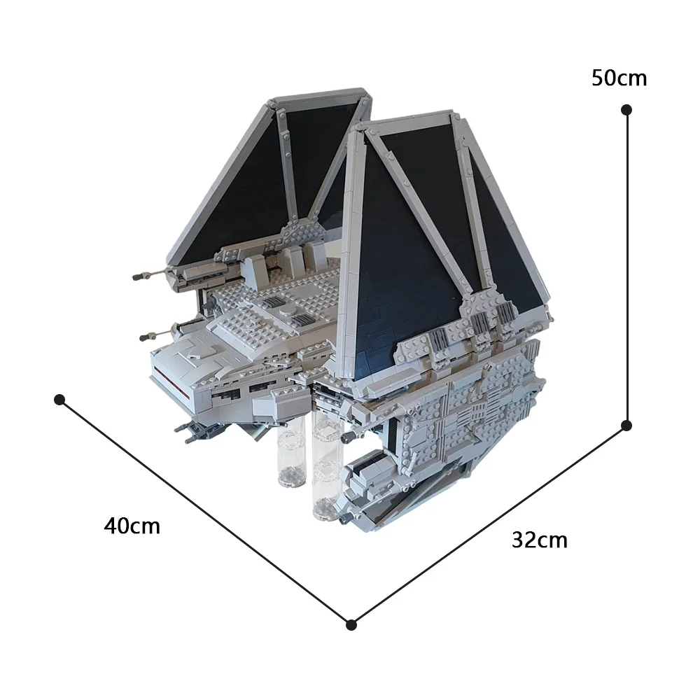 TIEエシェロンアサルトシャトルMOCビルディングブロック、翼付き宇宙戦争帝国軍輸送機、大人向け第一秩序シャトル
