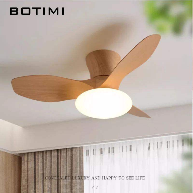 

BOTIMI 32 Inch Led Ceiling Fan With Lights For Living Room 22 Inch Ventilateur de plafon Bedroom Cooling Fan Lamp Dining Fixture