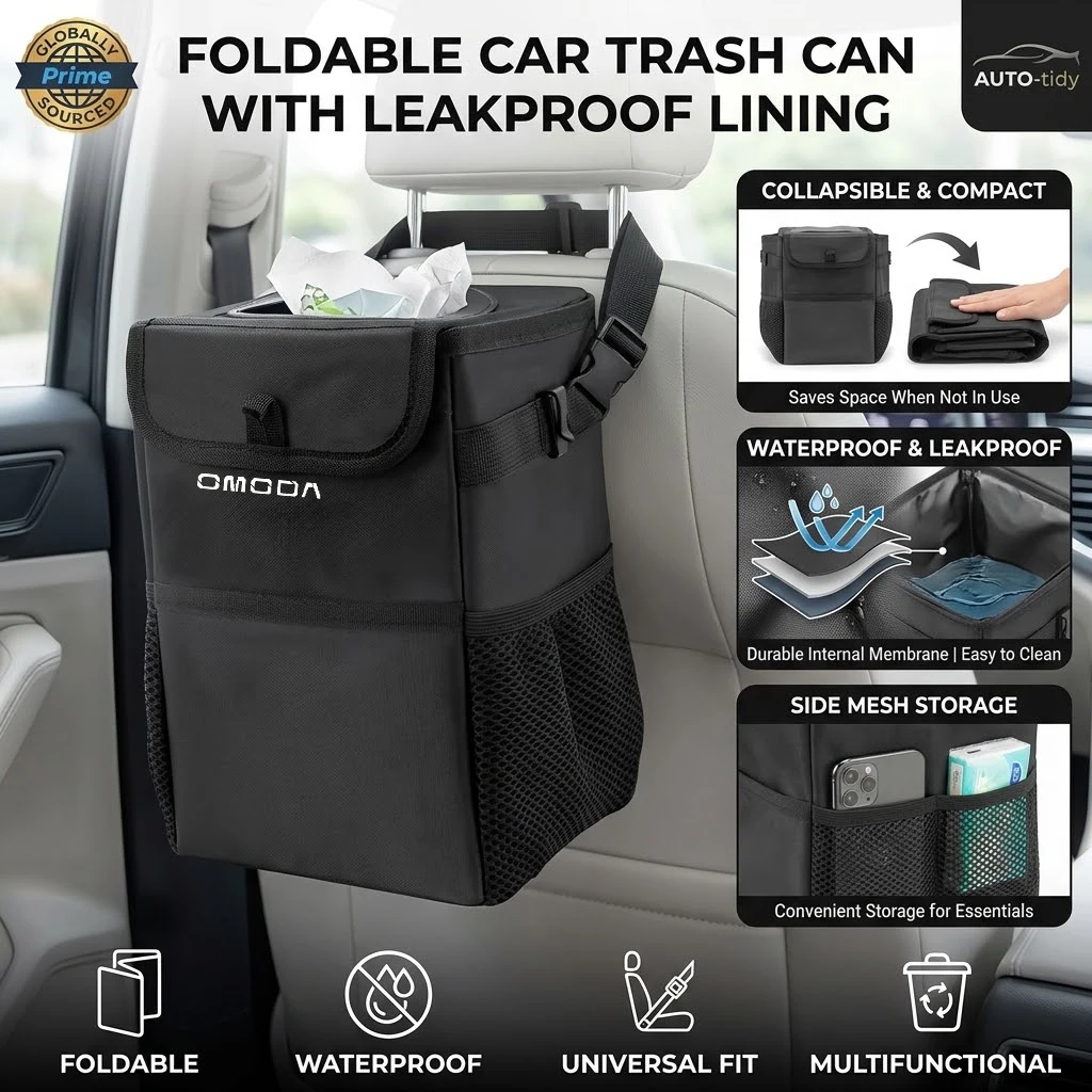 Foldable portable leak-proof waterproof lid car trash can with large capacity For Chery Omoda C5 5 7 8 pro plus