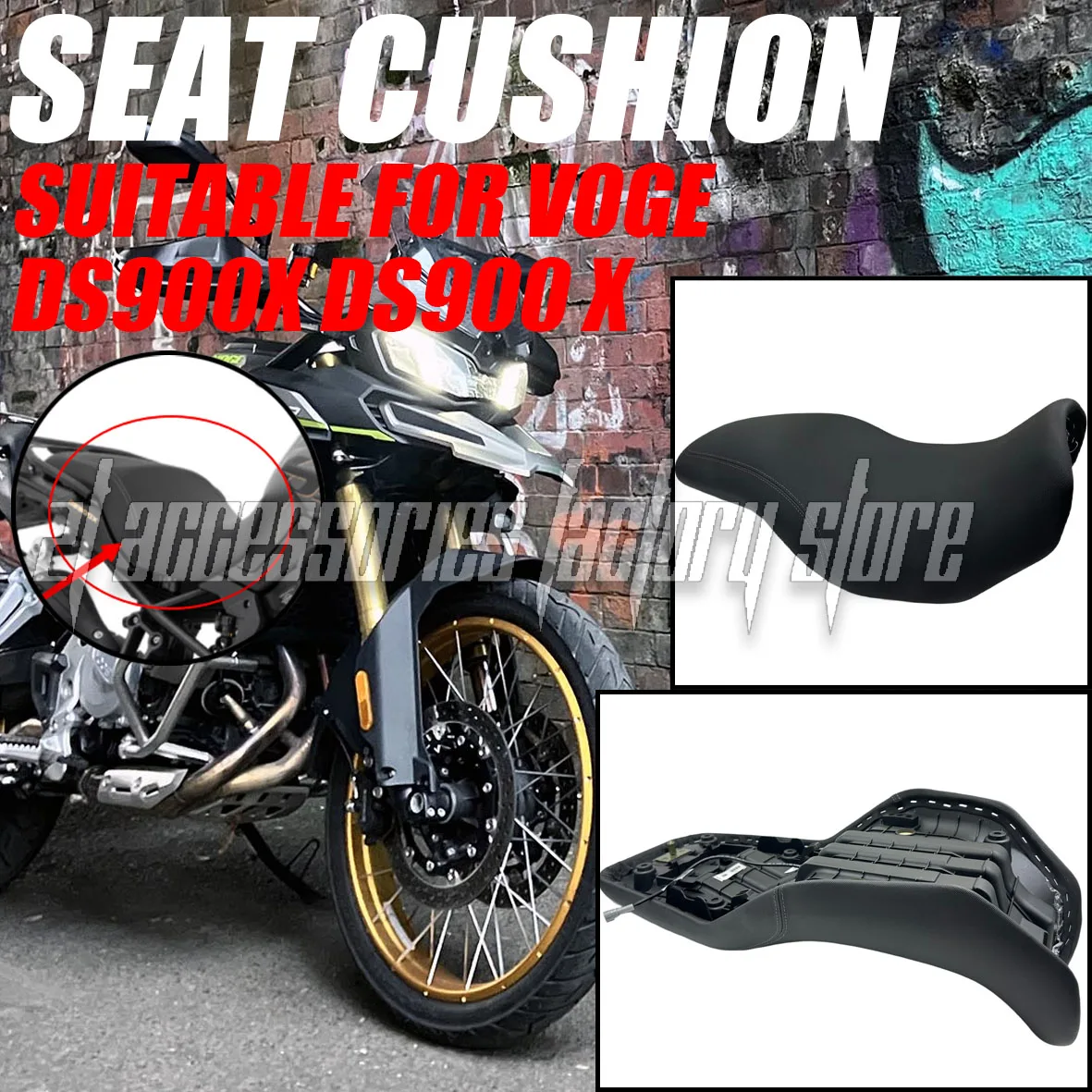 Suitable for VOGE DS900X DS900 X motorcycle modified 2.5CM height increase seat cushion Exclusive for VOGE DS900X